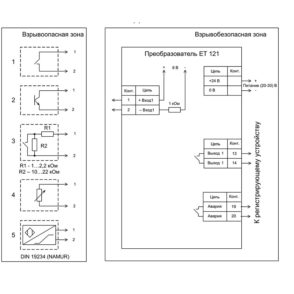 СХЕМА ПОДКЛЮЧЕНИЯ ЕТ 121