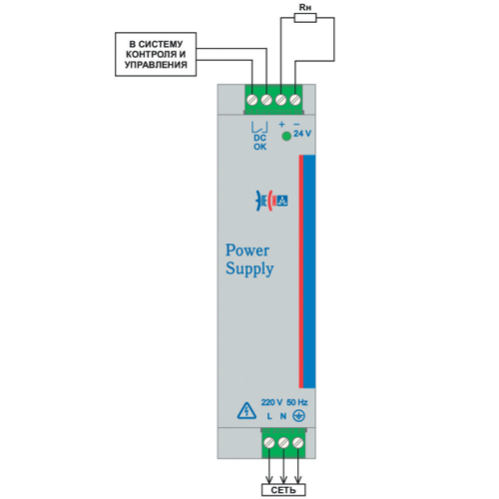 Схема подключения без резервирования EF A 1AC-24DC-1