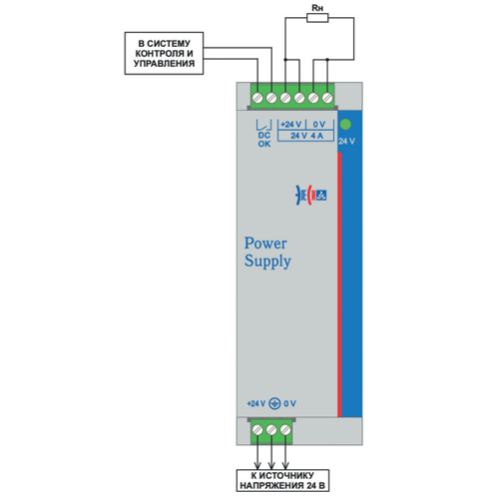 Схема подключения без резервирования EF А 24DC/24DC-4